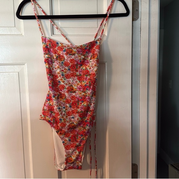 Monday Swimwear Floral One Piece - Red and White - Picture 2 of 6